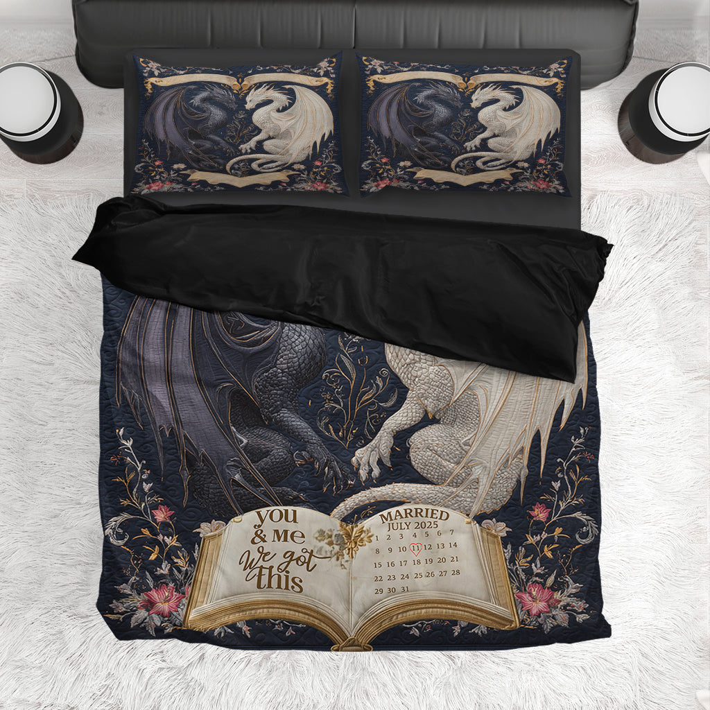 Mystisches Drachen-Duo-Schlafzimmerdekor für Paare – Personalisierte Drachen-Bettwäsche-Set