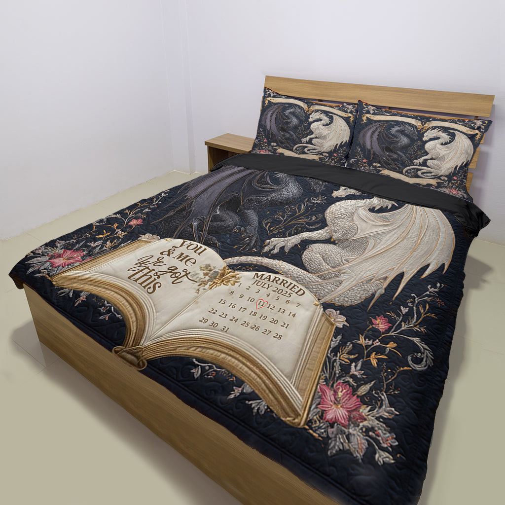 Mystisches Drachen-Duo-Schlafzimmerdekor für Paare – Personalisierte Drachen-Bettwäsche-Set