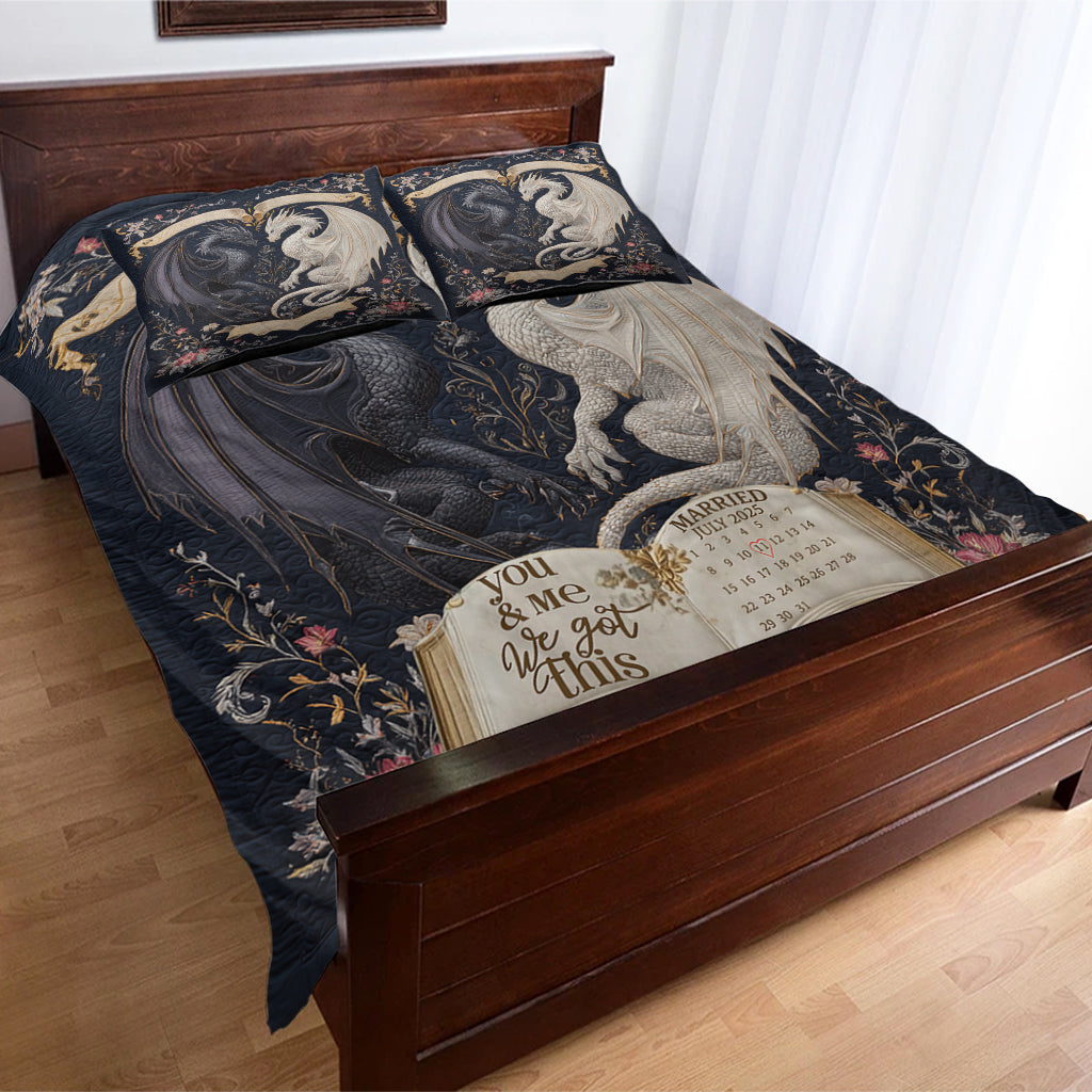 Mystisches Drachen-Duo-Schlafzimmerdekor für Paare – Personalisierte Drachen-Bettwäsche-Set