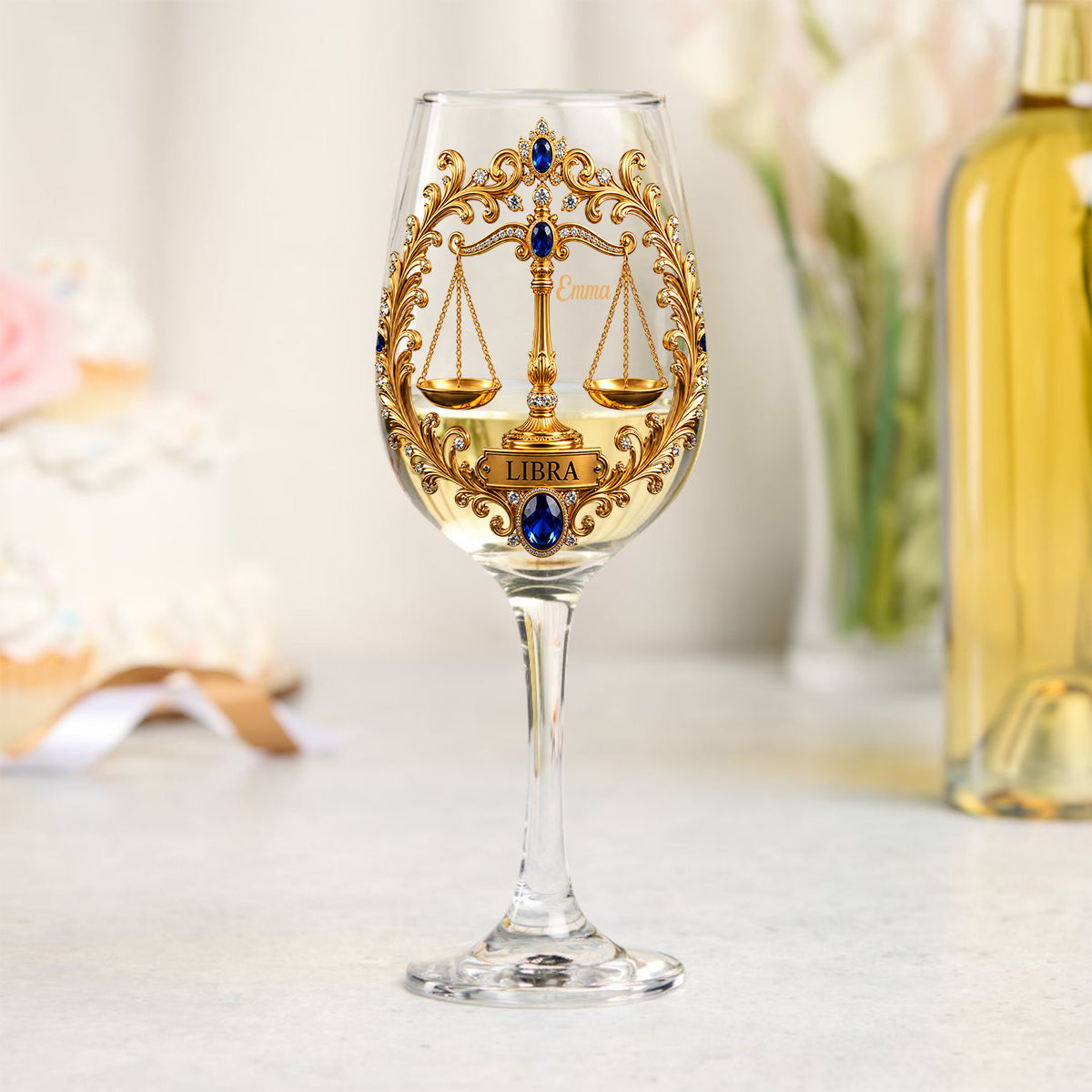 Zodiac Sign - Personalized Horoscope Wine Glass With Long Stem