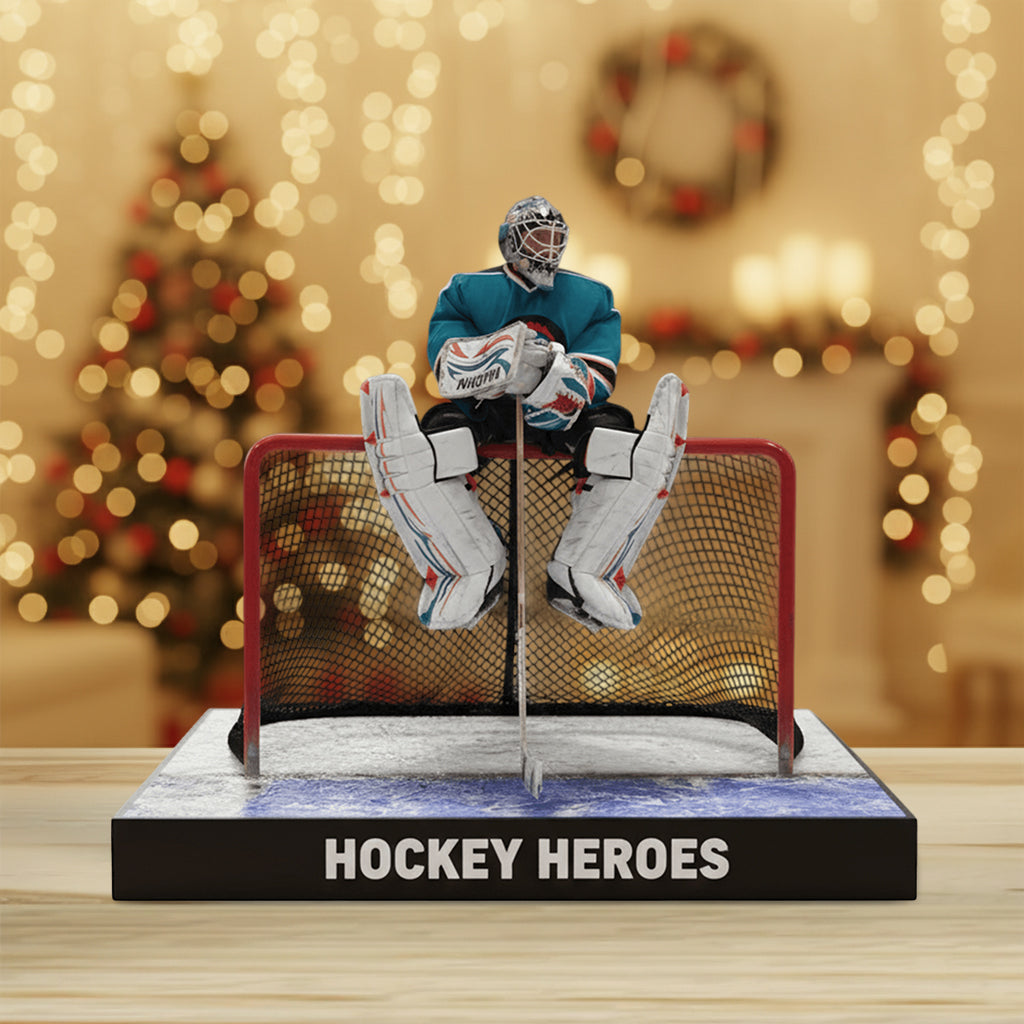 Individuelle Tischdekoration nach Foto – Personalisierte Acrylplakette in Hockeyform