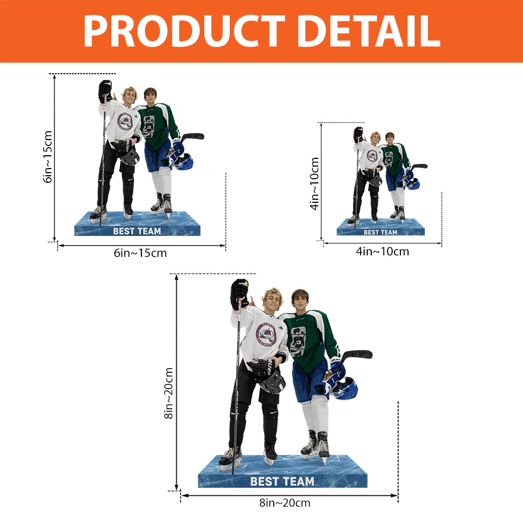 Individuelle Tischdekoration nach Foto – Personalisierte Acrylplakette in Hockeyform