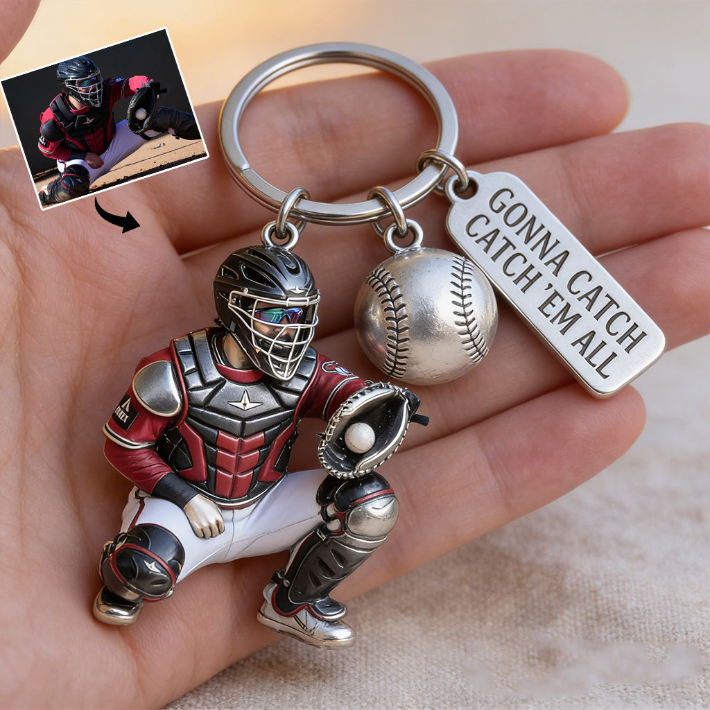 Personalisierter Schlüsselanhänger mit Foto – Baseball-Schlüsselanhänger mit Anhängern