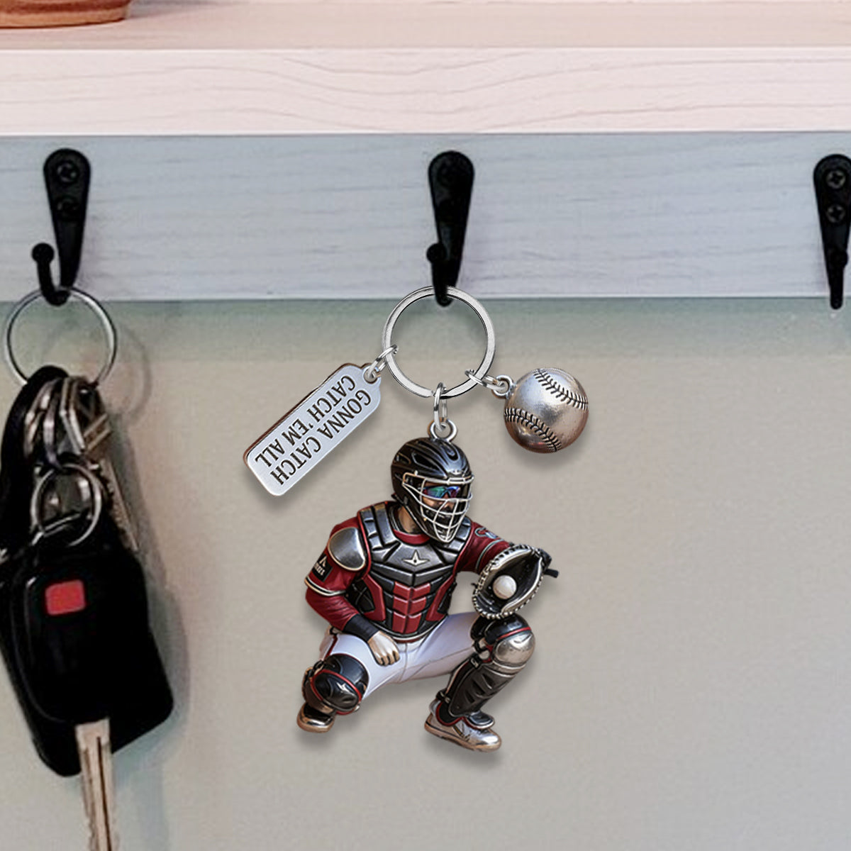 Personalisierter Schlüsselanhänger mit Foto – Baseball-Schlüsselanhänger mit Anhängern