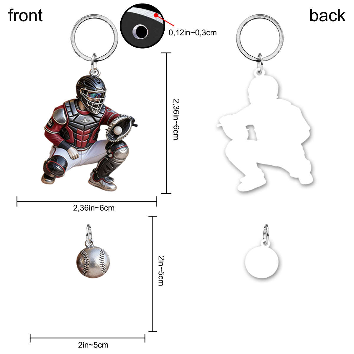 Personalisierter Schlüsselanhänger mit Foto – Baseball-Schlüsselanhänger mit Anhängern