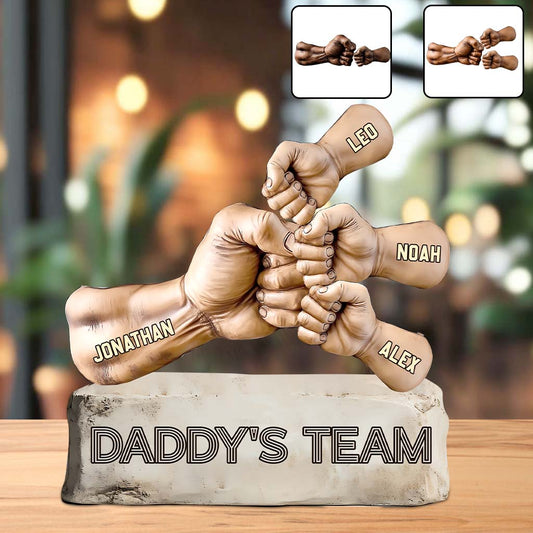 Daddy's Team – Personalisierte Acrylplakette in individueller Form für Väter
