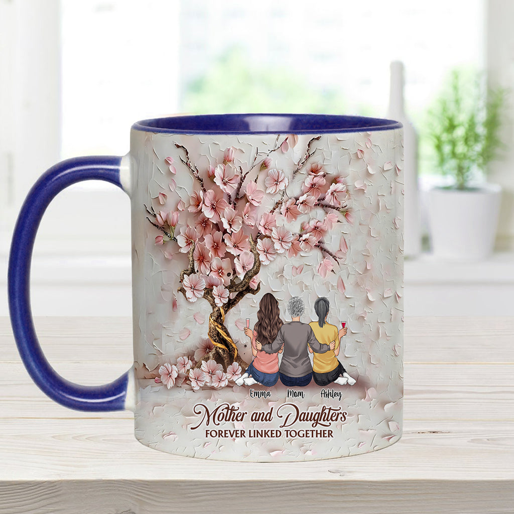 Mutter und Töchter – für immer verbunden – Personalisierte Tasse mit Muttermotiv