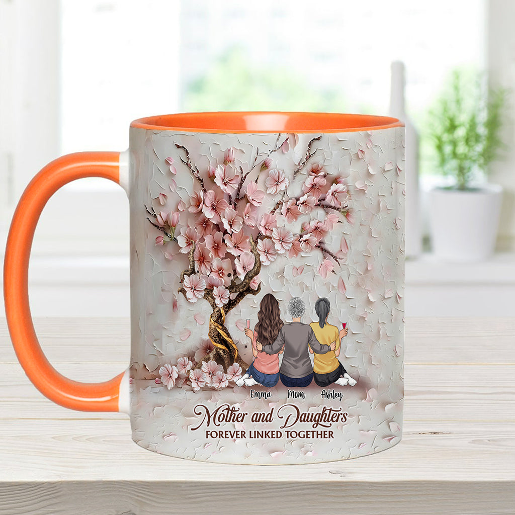 Mutter und Töchter – für immer verbunden – Personalisierte Tasse mit Muttermotiv