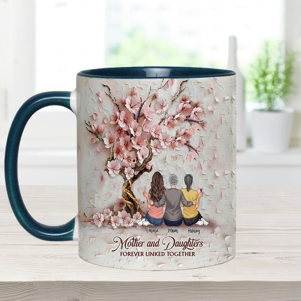 Mutter und Töchter – für immer verbunden – Personalisierte Tasse mit Muttermotiv