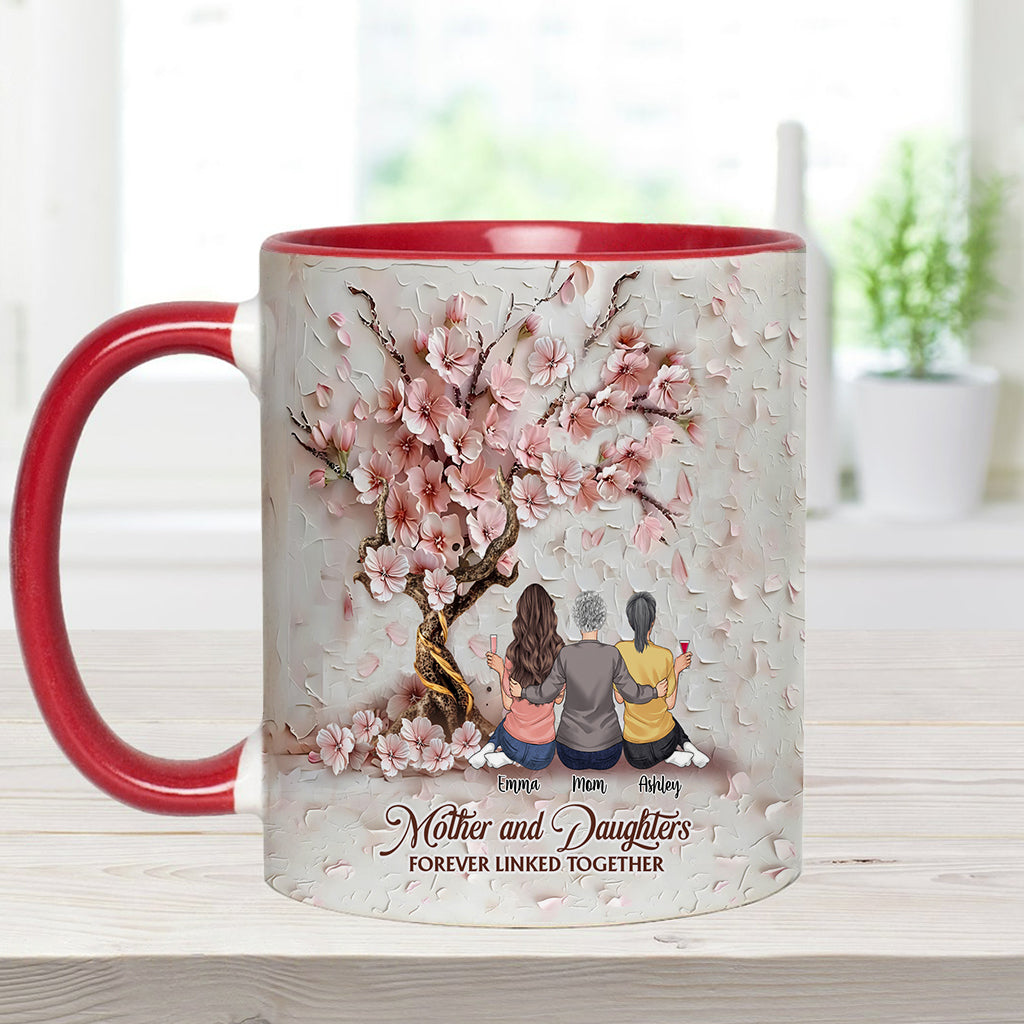 Mutter und Töchter – für immer verbunden – Personalisierte Tasse mit Muttermotiv