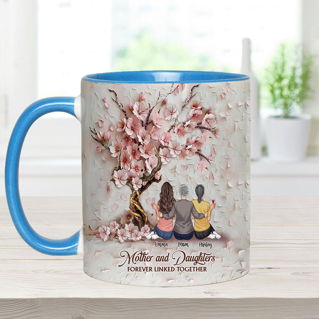 Mutter und Töchter – für immer verbunden – Personalisierte Tasse mit Muttermotiv