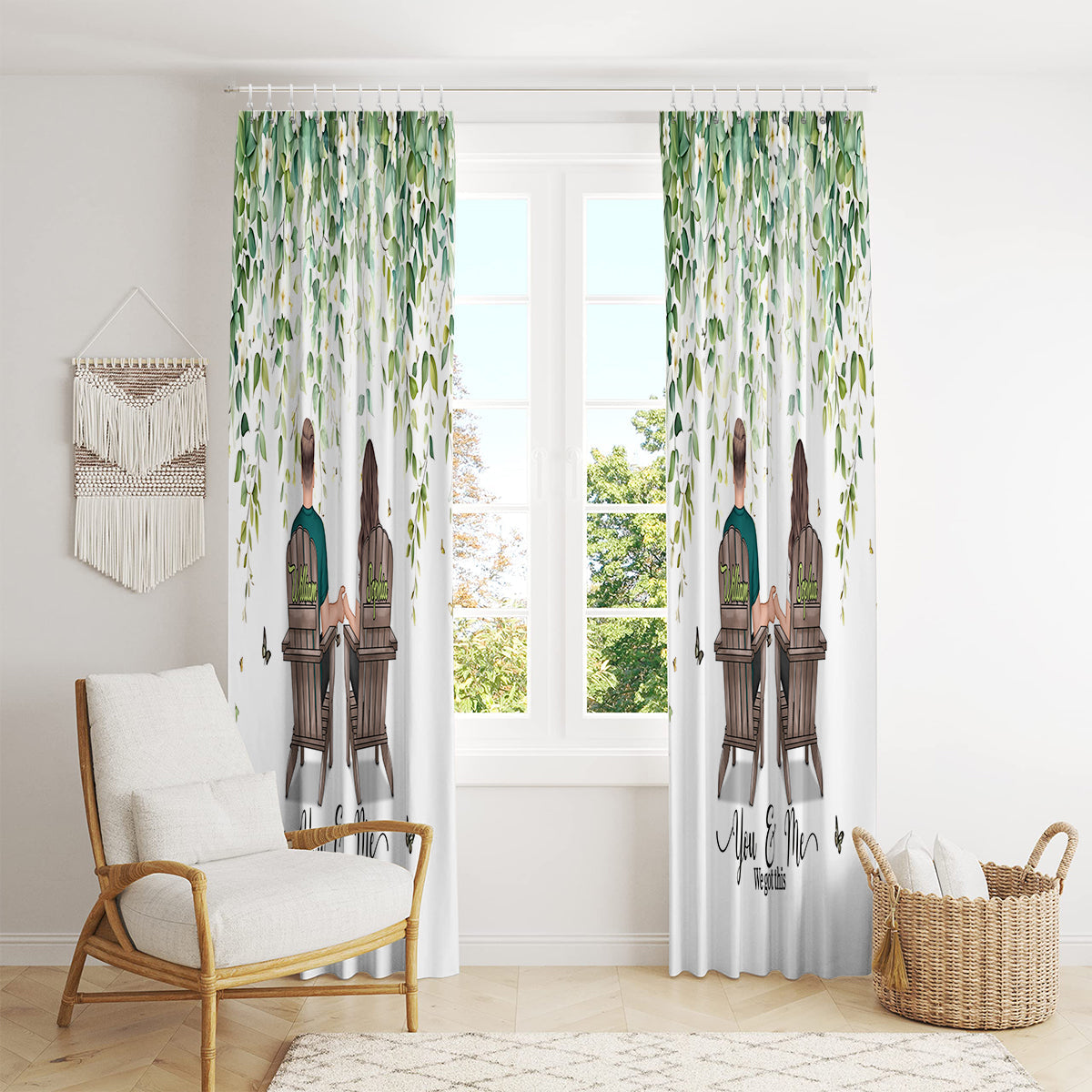 „Du und ich, wir schaffen das“ – Personalisiertes Verdunkelungsvorhang-Set für Paare