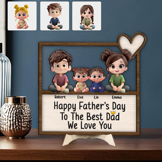 Best Dad Ever - Personalized Father 2 Layered Wood Sign / Wood Plaque