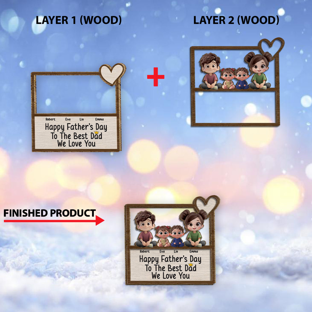 Best Dad Ever - Personalized Father 2 Layered Wood Sign / Wood Plaque