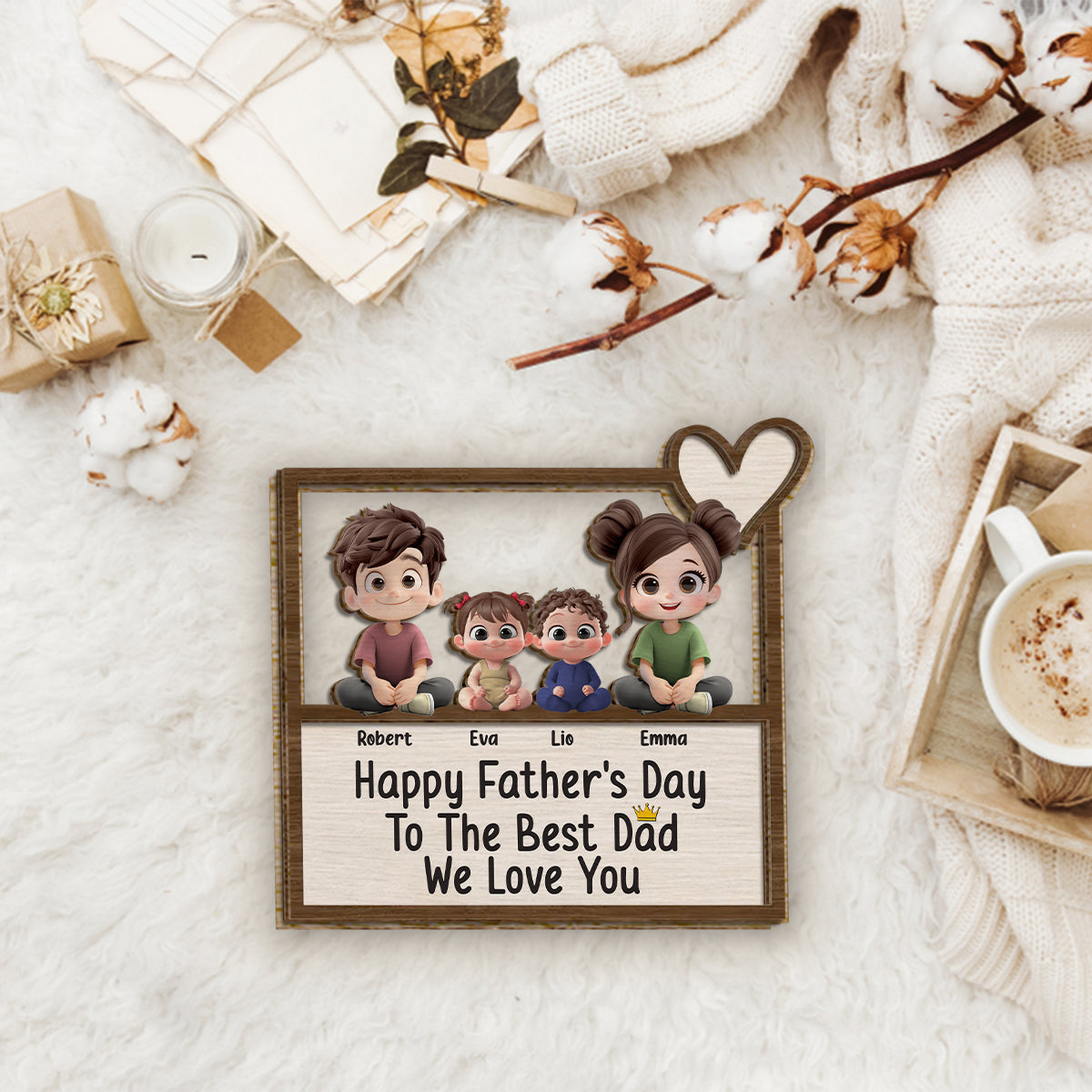 Best Dad Ever - Personalized Father 2 Layered Wood Sign / Wood Plaque