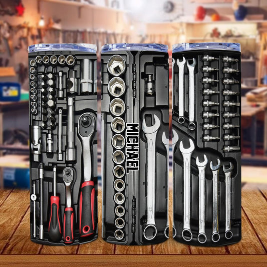 Werkzeugkasten – Personalisierter schlanker Trinkbecher für Väter