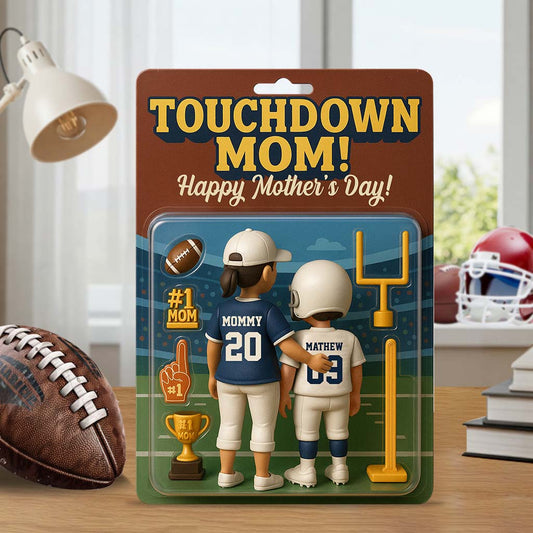 Touchdown-Mama! - Personalisierte Acrylplakette in Fußballform