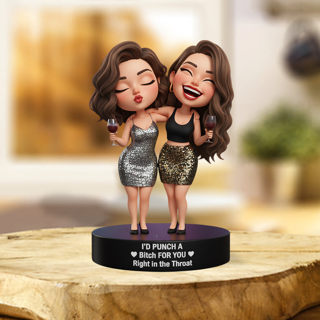 Direkt in den Hals – Beste Freundinnen-Schwestern – Personalisierte Acrylplakette in individueller Form