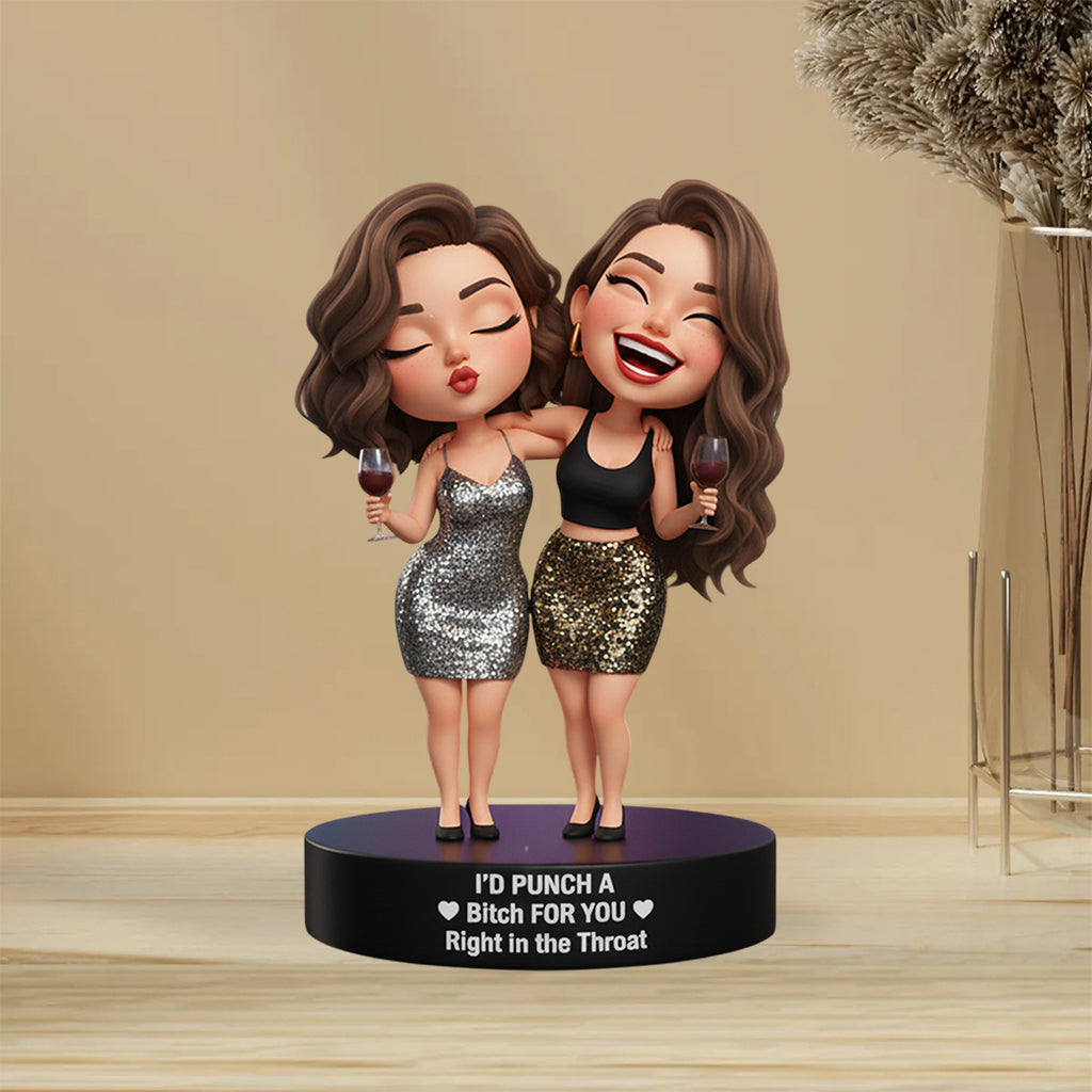 Direkt in den Hals – Beste Freundinnen-Schwestern – Personalisierte Acrylplakette in individueller Form