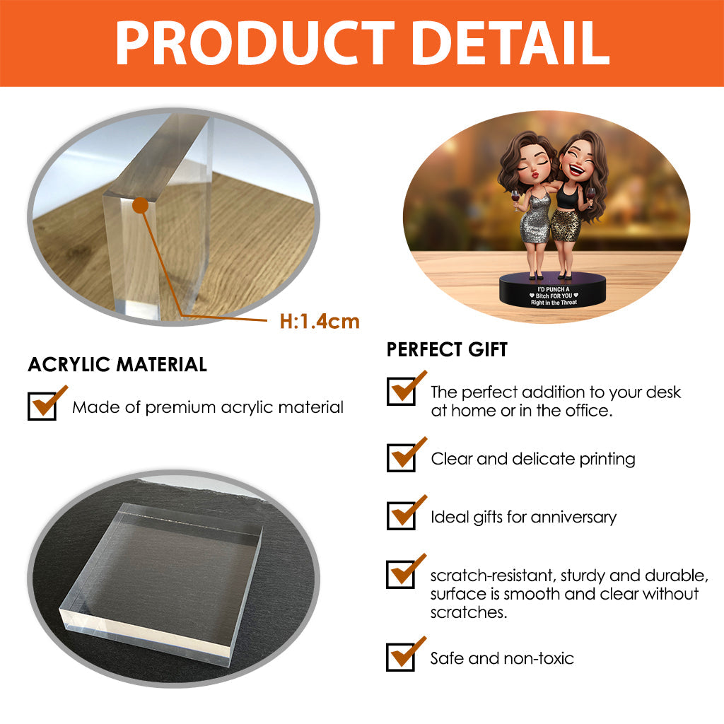 Direkt in den Hals – Beste Freundinnen-Schwestern – Personalisierte Acrylplakette in individueller Form