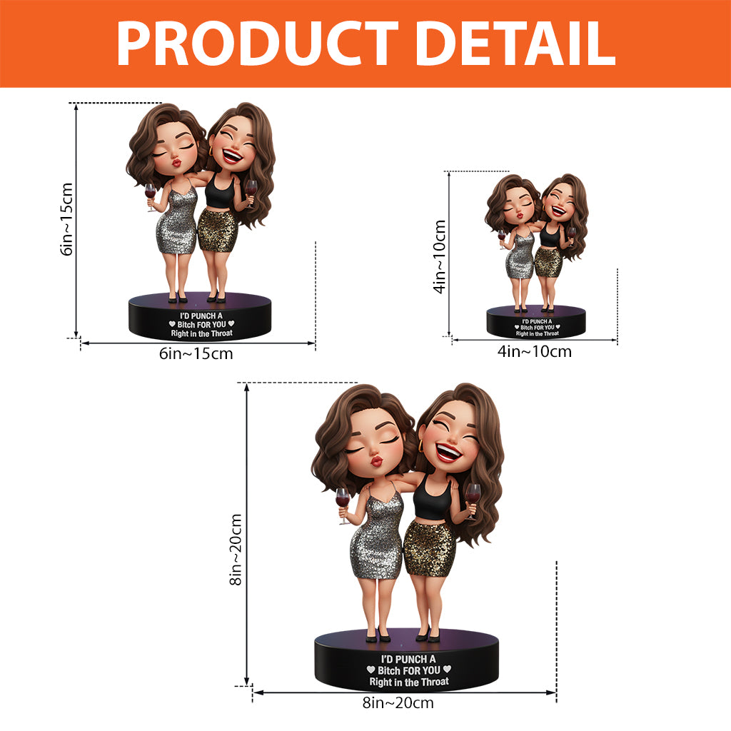 Direkt in den Hals – Beste Freundinnen-Schwestern – Personalisierte Acrylplakette in individueller Form