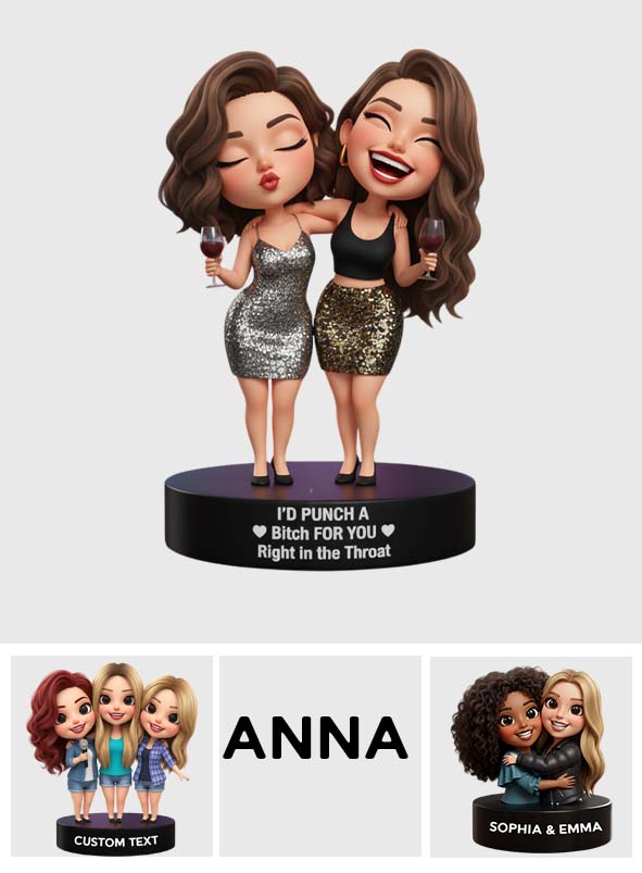 Direkt in den Hals – Beste Freundinnen-Schwestern – Personalisierte Acrylplakette in individueller Form