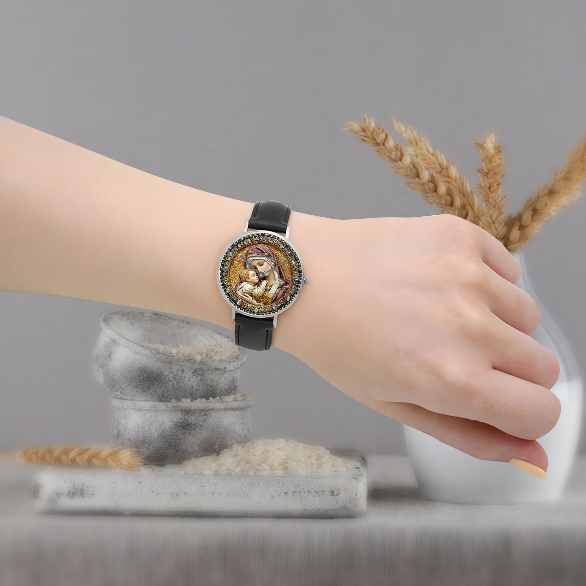 Catholight Divine Madonna And Child - Personalized Christian Hand Watch