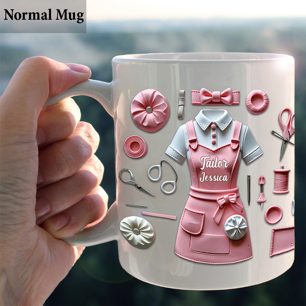 Einfach ein Mädchen, das Nähen liebt – personalisierte Nähtasse