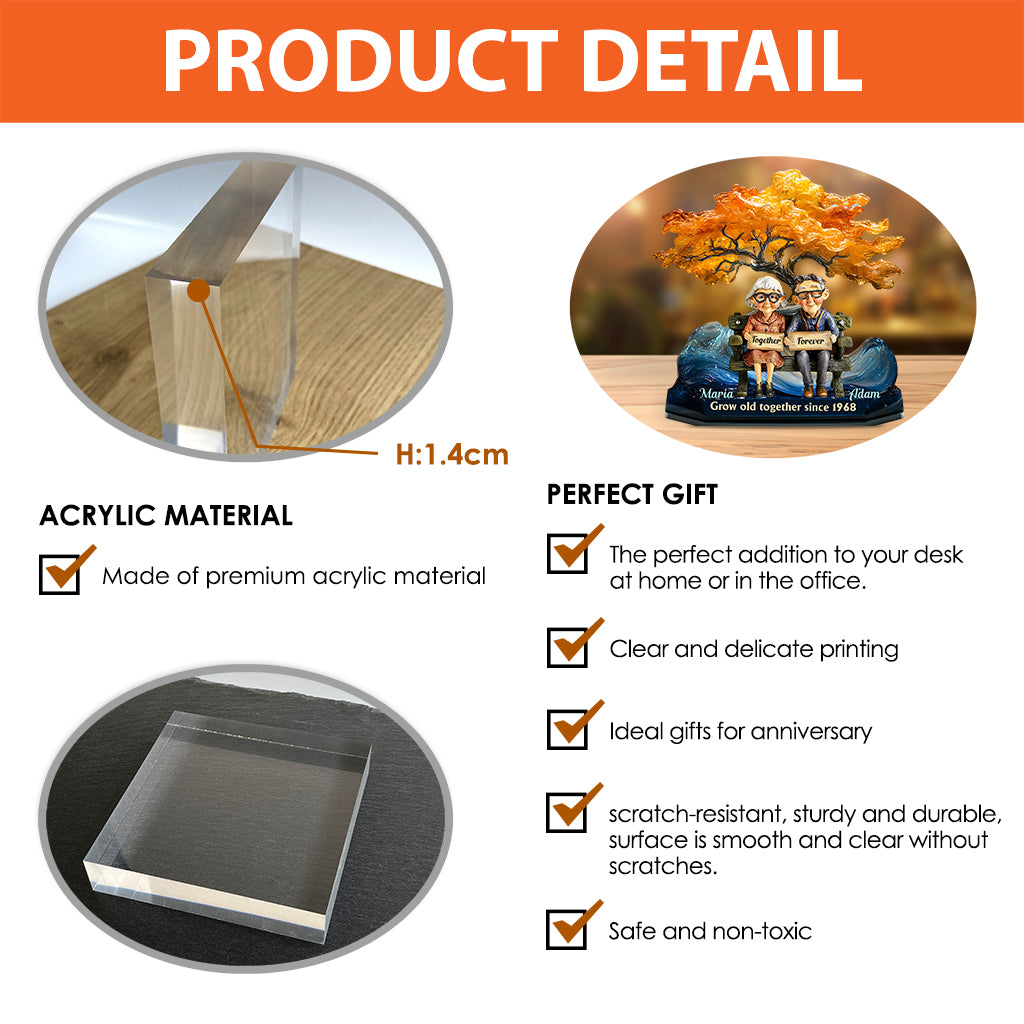 Gemeinsam alt werden – Personalisierte Acrylplakette für Paare in individueller Form