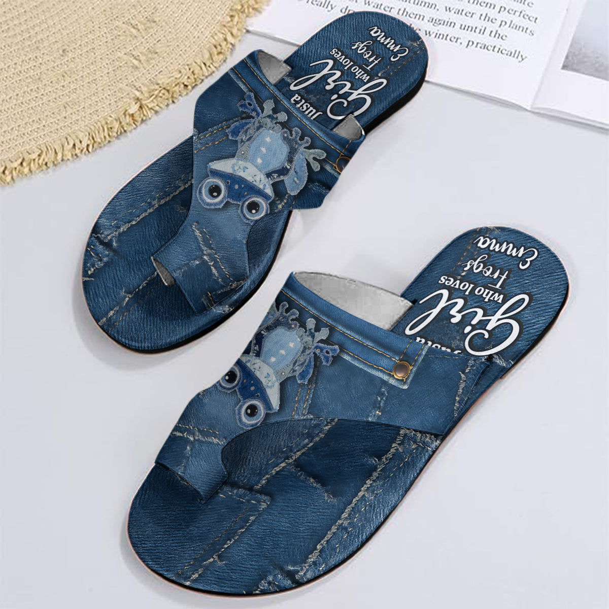 Just A Girl Who Loves Frog - Personalized Frog Open Toe Sandals