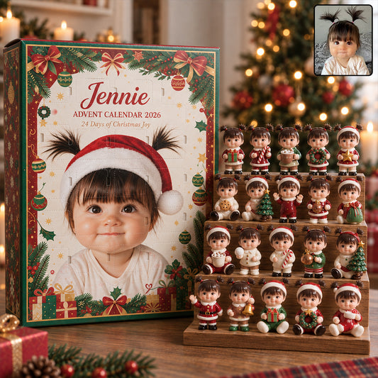 24 Days Of Christmas Joy - Personalized Kid Advent Calendar With 3D Collectibles