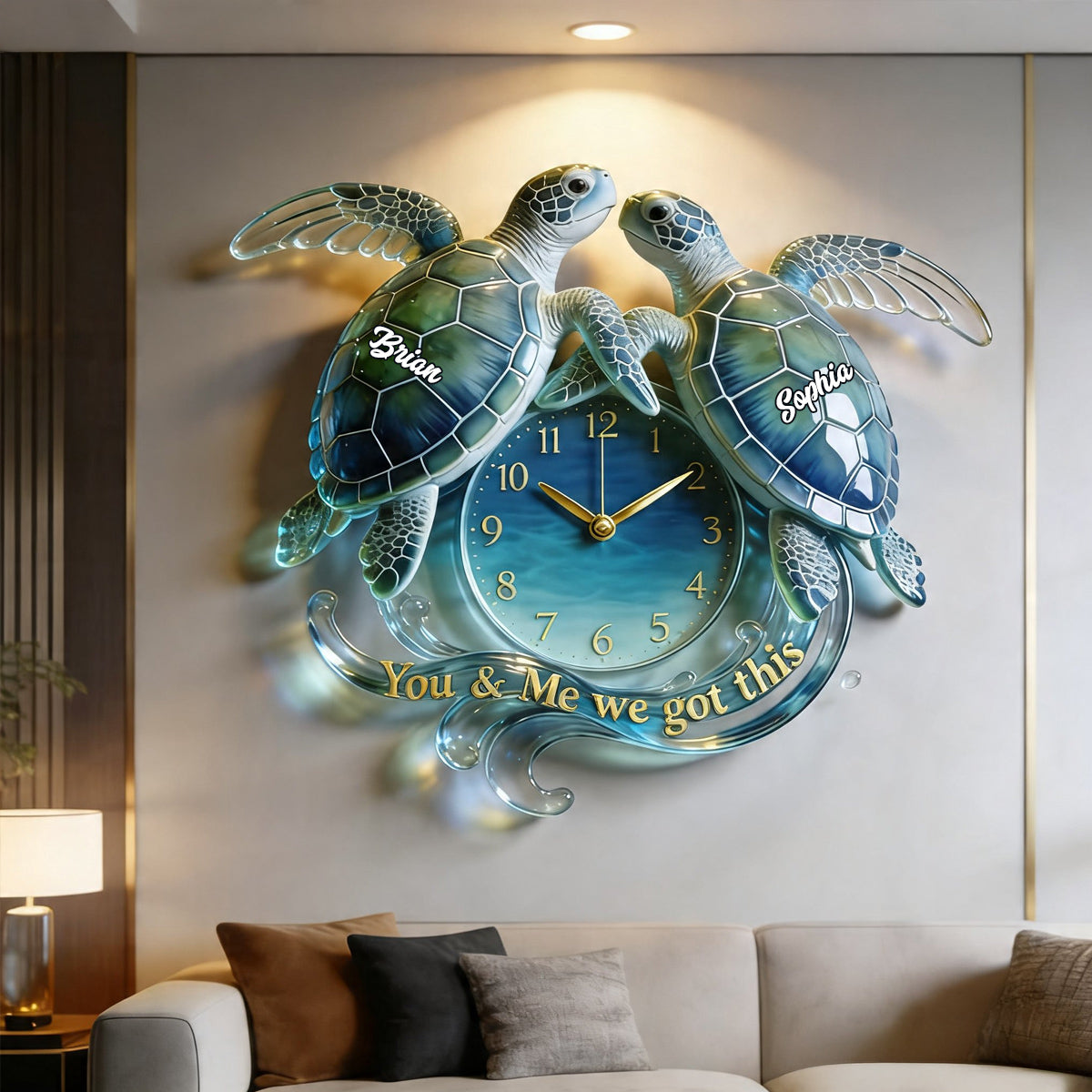 You & Me We Got This - Personalized Turtle Acrylic Wall Clock
