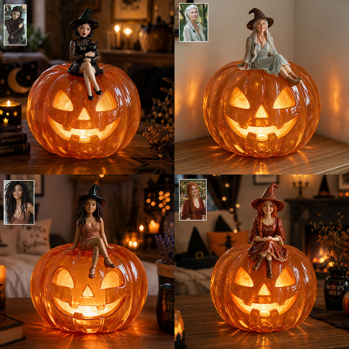 Witch Pumpkin - Personalized Witch Acrylic LED Night Light