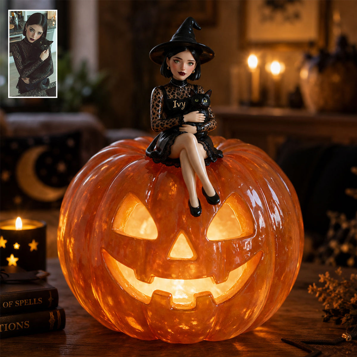 Witch Pumpkin - Personalized Witch Acrylic LED Night Light