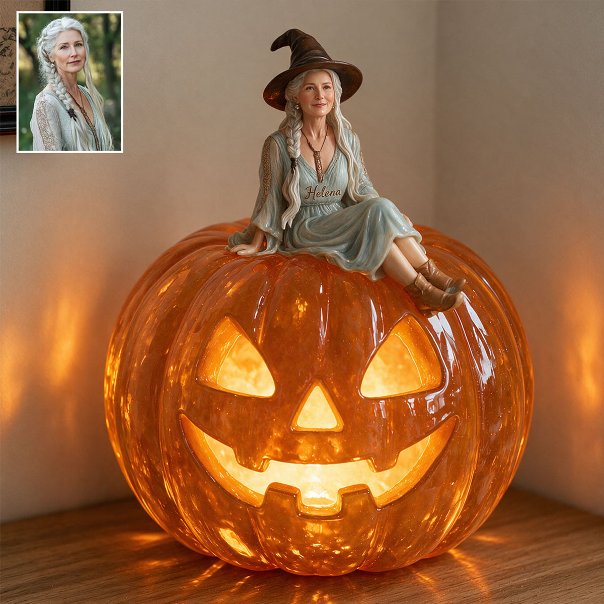 Witch Pumpkin - Personalized Witch Acrylic LED Night Light