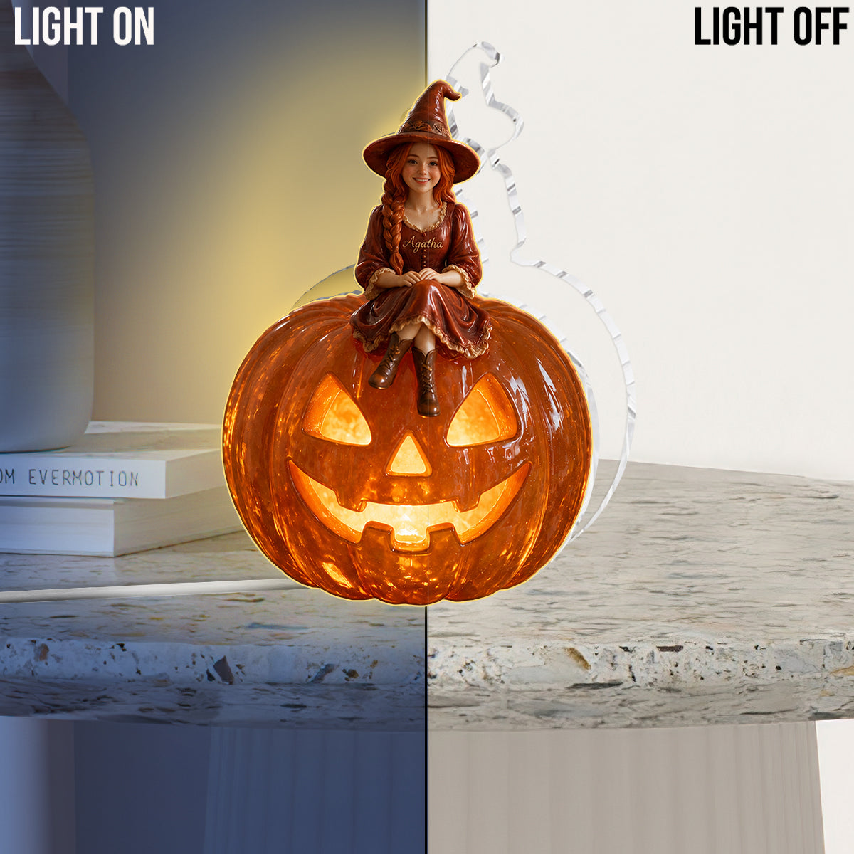Witch Pumpkin - Personalized Witch Acrylic LED Night Light