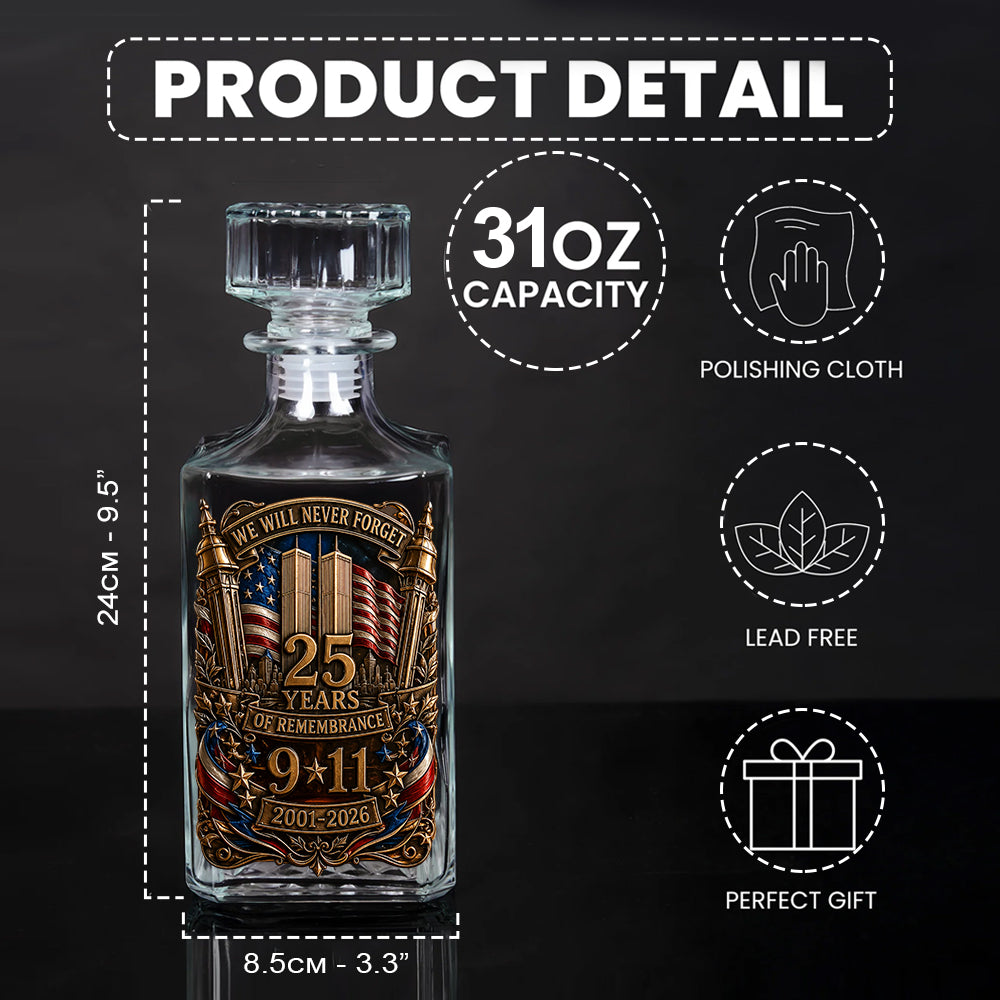 25 Years We Will Never Forget - Personalized Patriot Whiskey Decanter Set