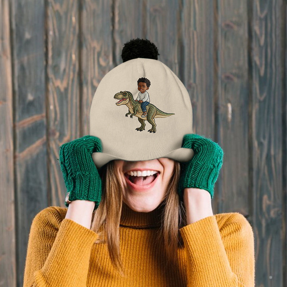 Dino Rider - Personalized Kid Beanie Hat