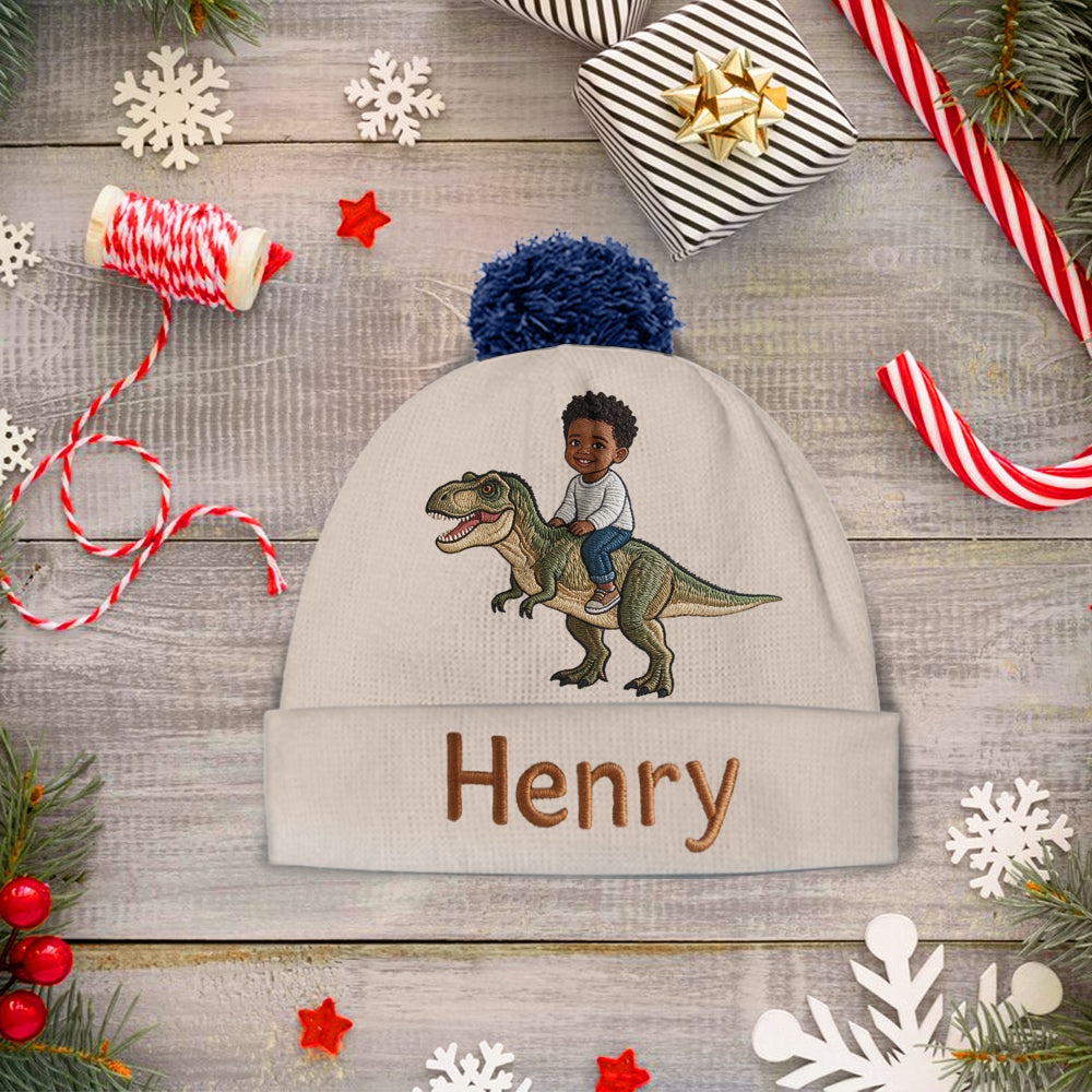 Dino Rider - Personalized Kid Beanie Hat