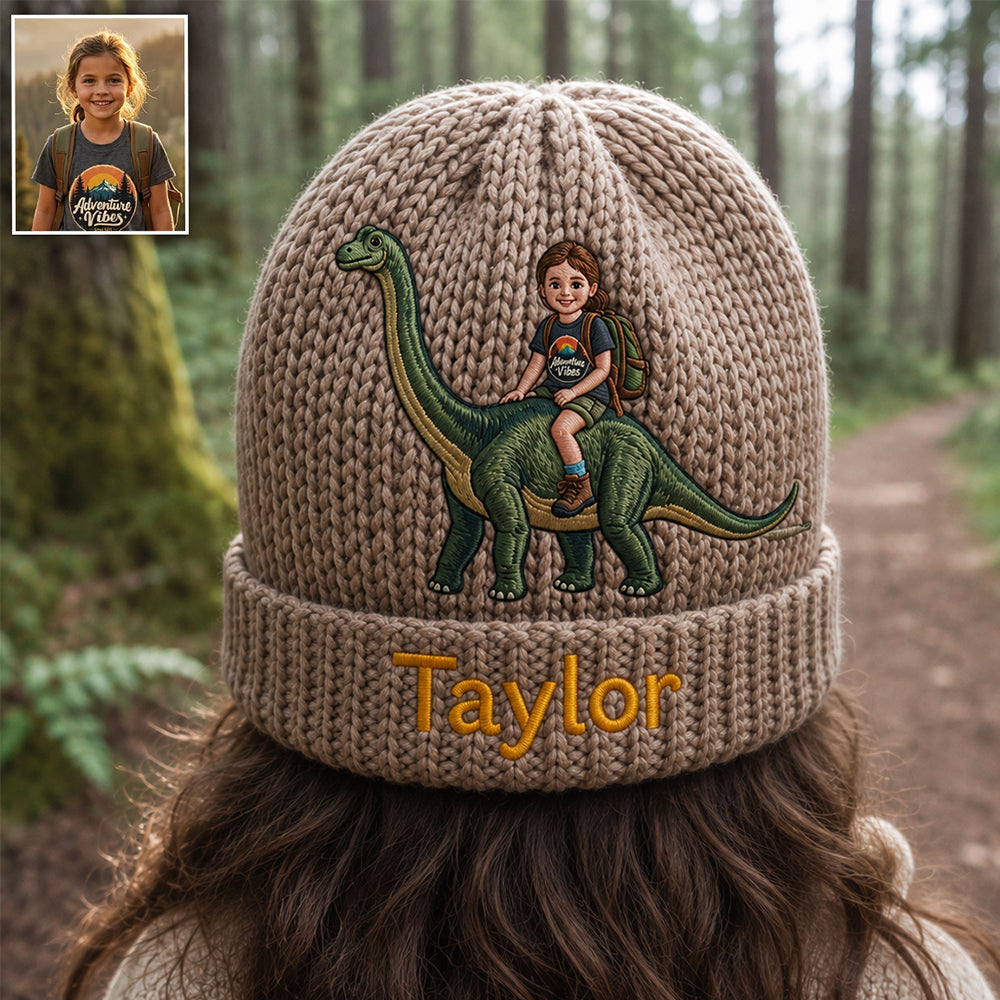 Dino Rider - Personalized Kid Beanie Hat