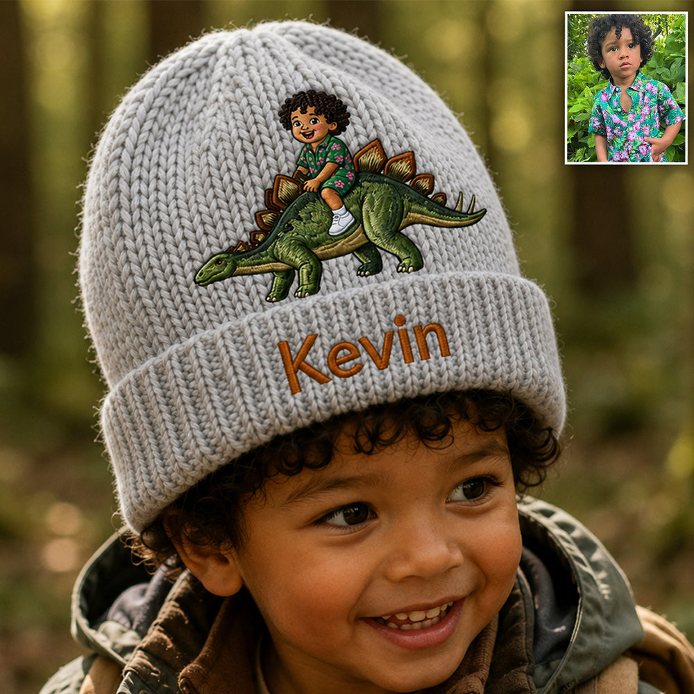 Dino Rider - Personalized Kid Beanie Hat