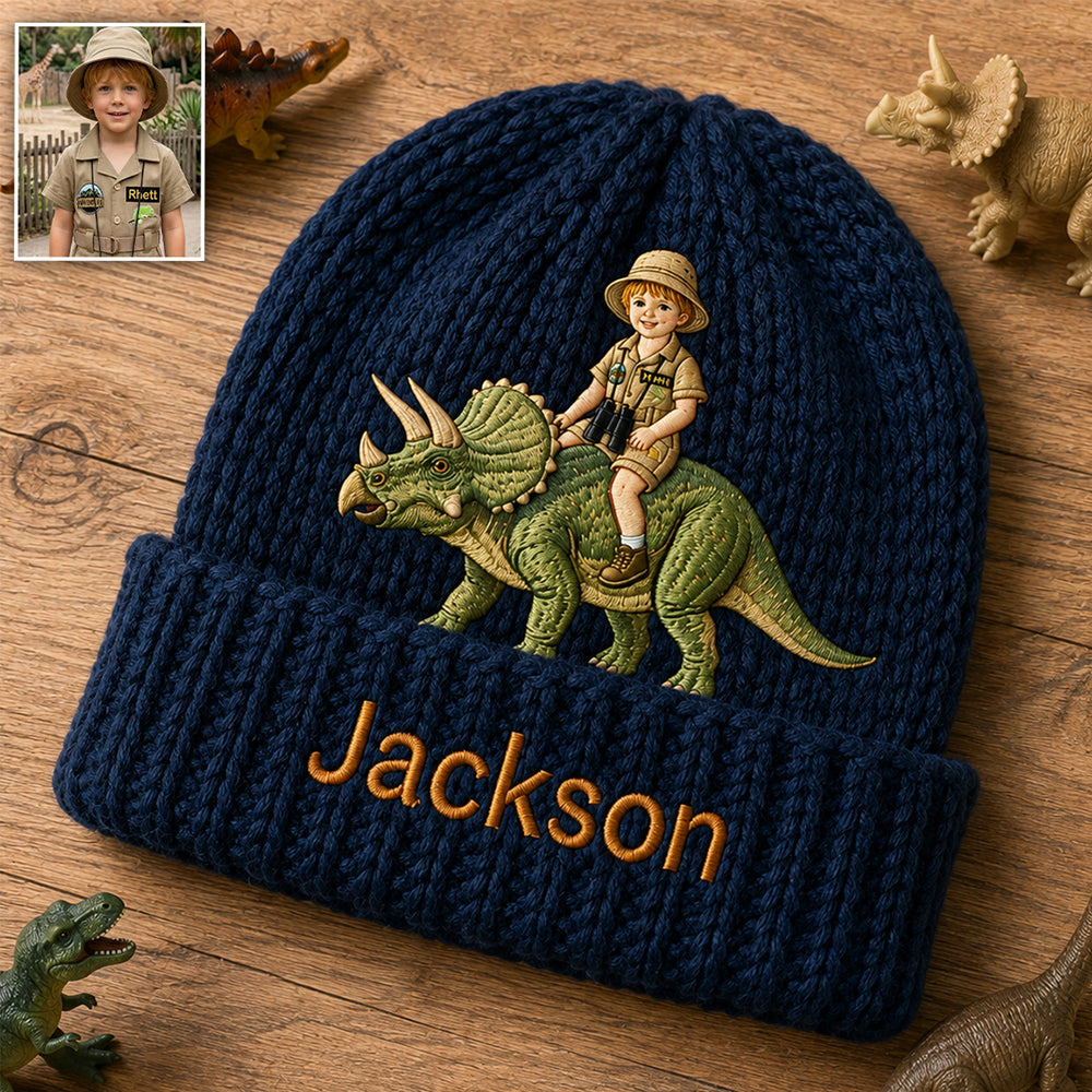 Dino Rider - Personalized Kid Beanie Hat