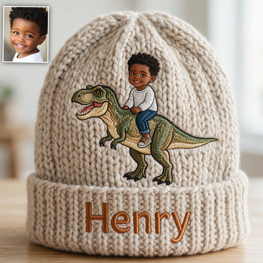 Dino Rider - Personalized Kid Beanie Hat