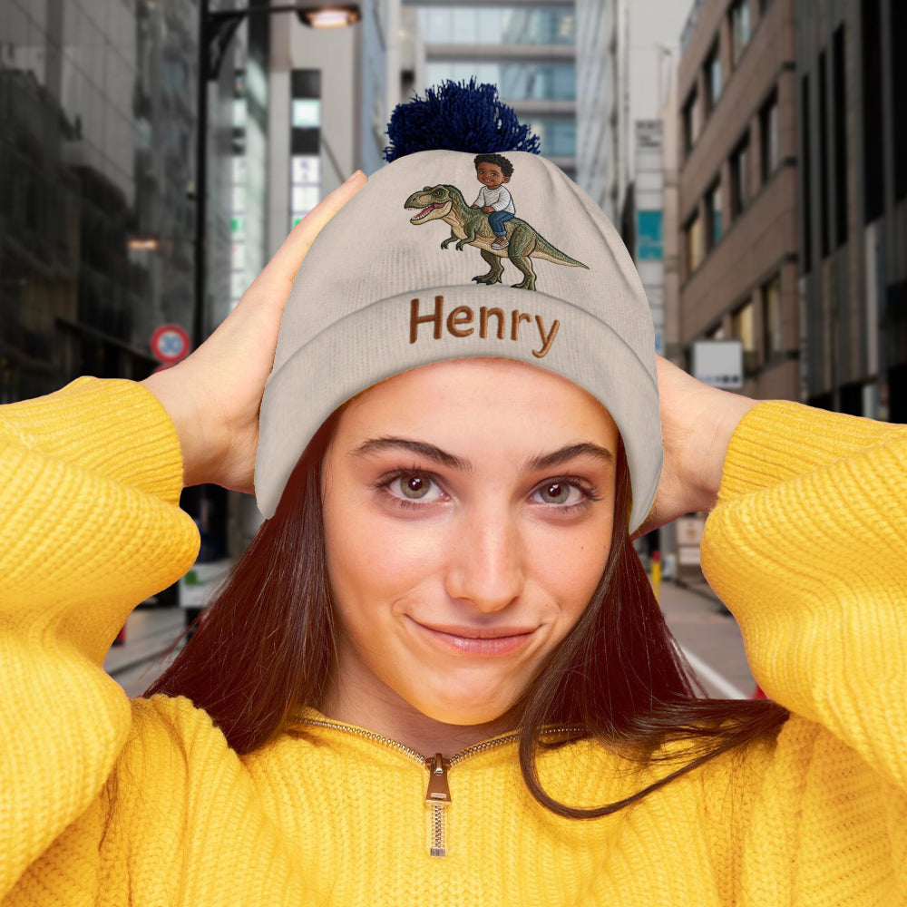 Dino Rider - Personalized Kid Beanie Hat