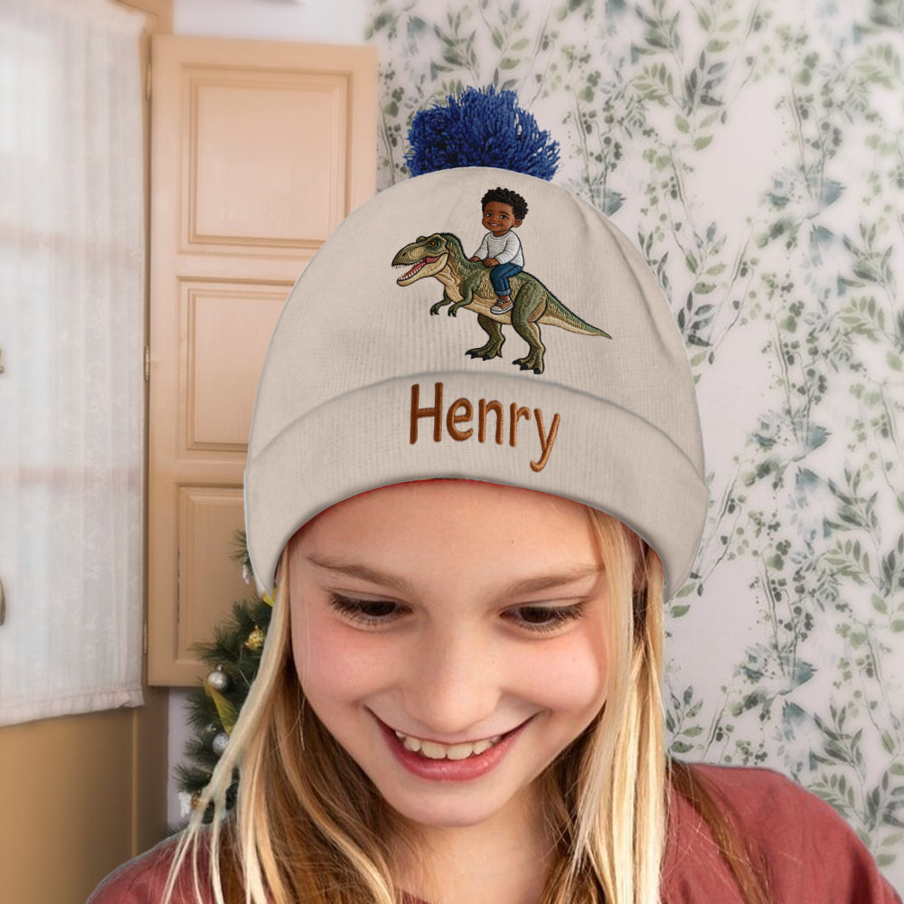 Dino Rider - Personalized Kid Beanie Hat