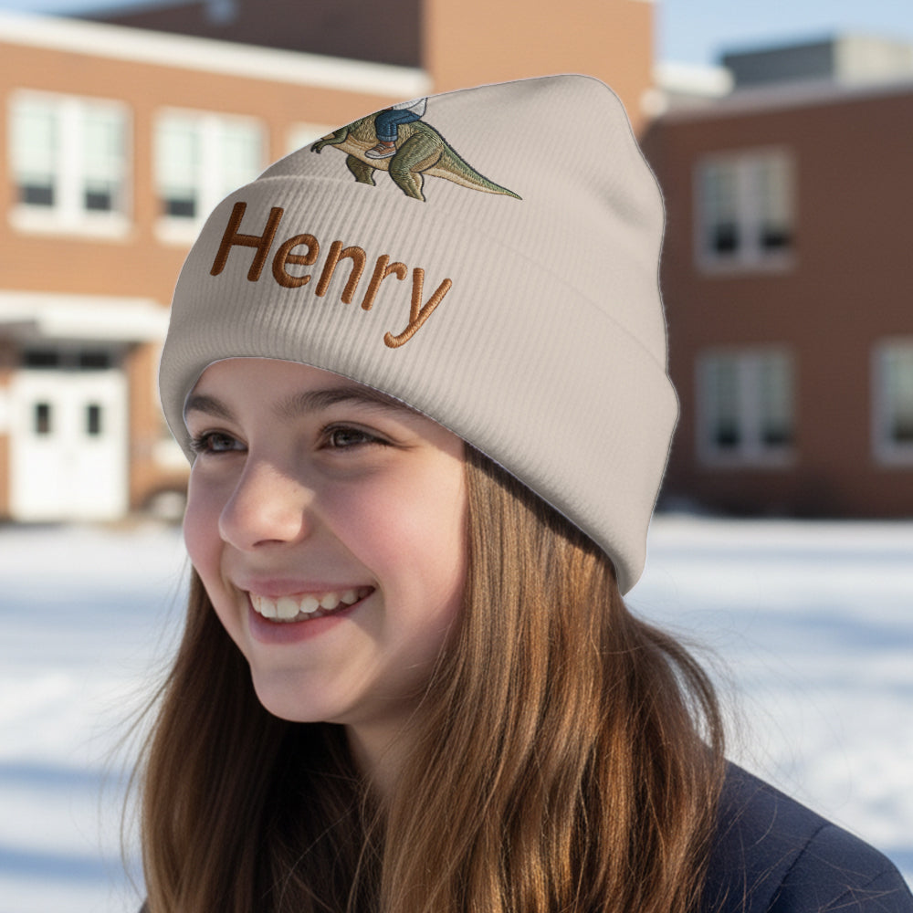 Dino Rider - Personalized Kid Beanie Hat