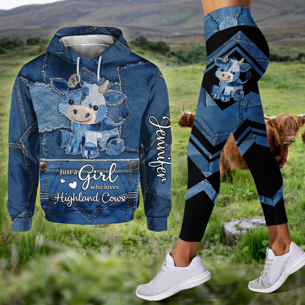 Just A Girl Who Loves Highland Cow - Personalized Highland Cow Hoodie and Leggings