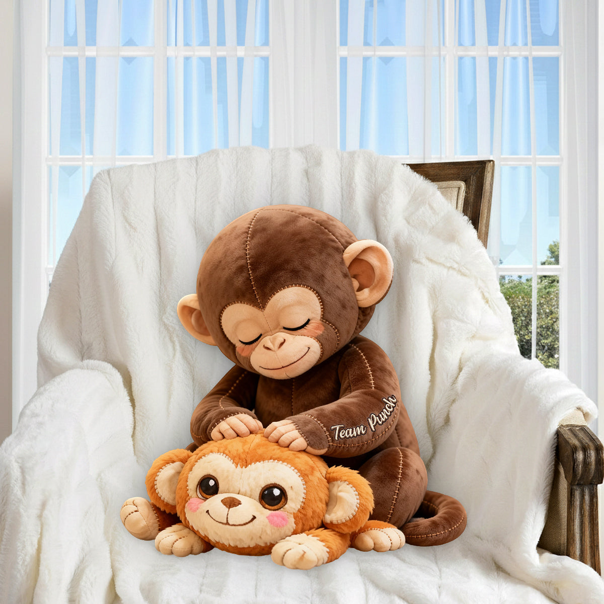 Team Punch - Monkey Lover Premium Faux Fur Pillow