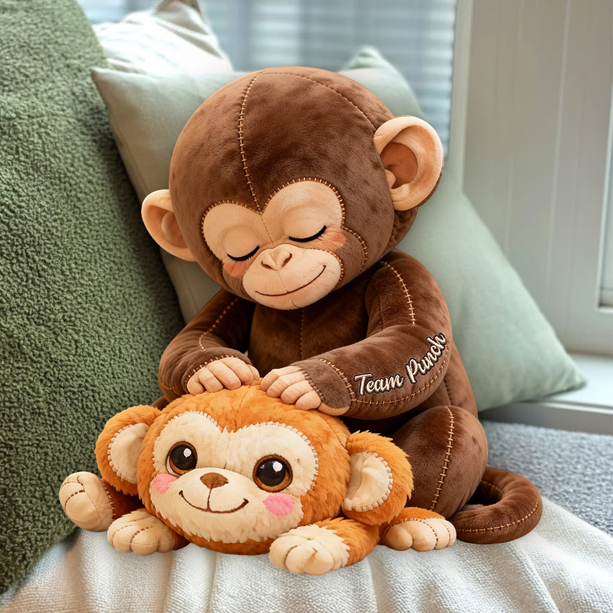 Team Punch - Monkey Lover Premium Faux Fur Pillow