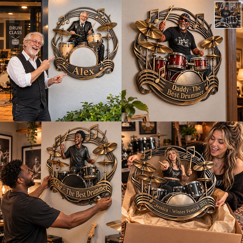 Drumer Gift - Personalized Drummer 3D Printed Cut Metal Sign